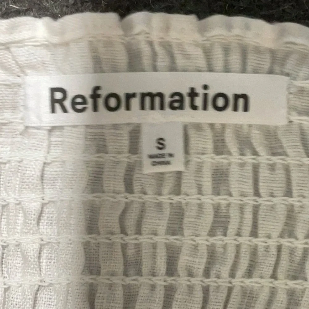 Reformation Womens Gitane Linen Dress S White Midi Cottage Bridal Kentucky Derby - Picture 6 of 7